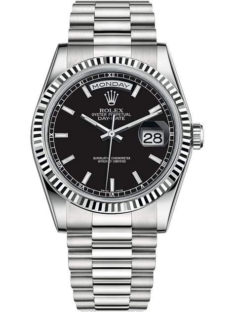 rolex day date 36 white gold black dial|day date 36 Rolex price.